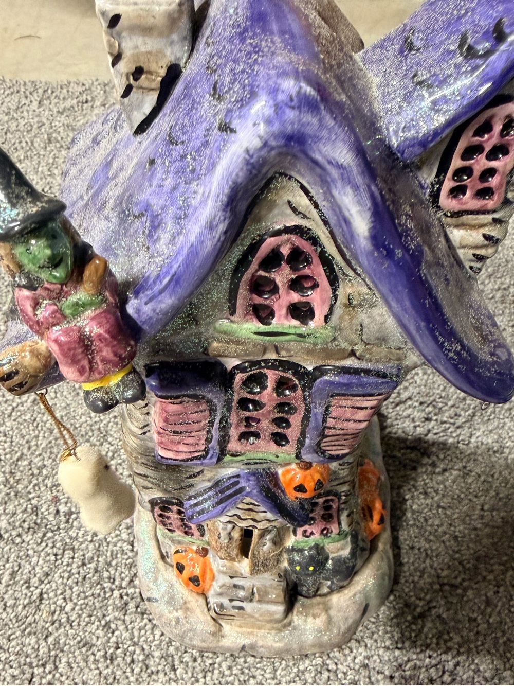Hand-Painted Ceramic Halloween Haunted Tea Light House